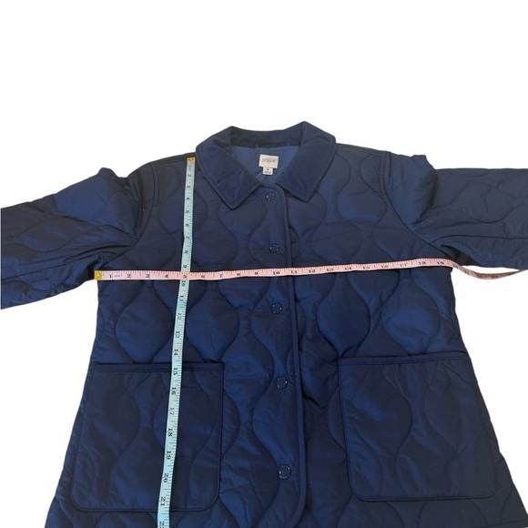 J. Crew** Navy Quilted Barn Jacket Corduroy Collar Pockets Snaps Size Medium NEW - Picture 6 of 16